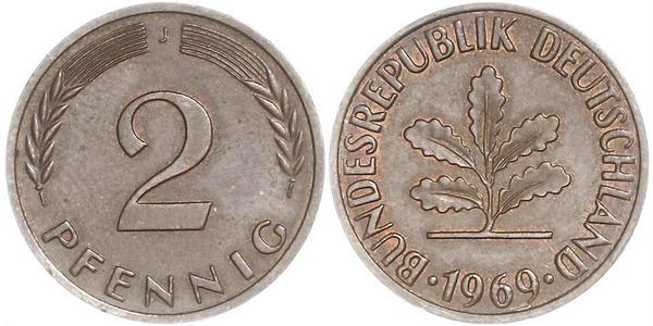 2 Pfennig Geschichte der Bundesrepublik Deutschland (1949-1990) Bronze 