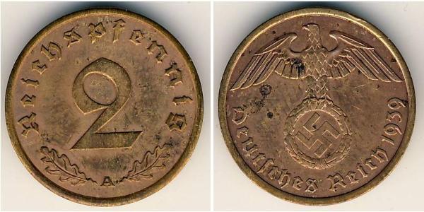 2 Pfennig Nazi Germany (1933-1945) Bronze 