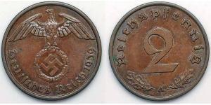 2 Pfennig Troisième Reich (1933-1945) Bronze 