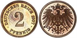 2 Pfennig Germania Bronzo 
