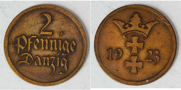 2 Pfennig Gdansk (1920-1939) / Polonia Bronzo 