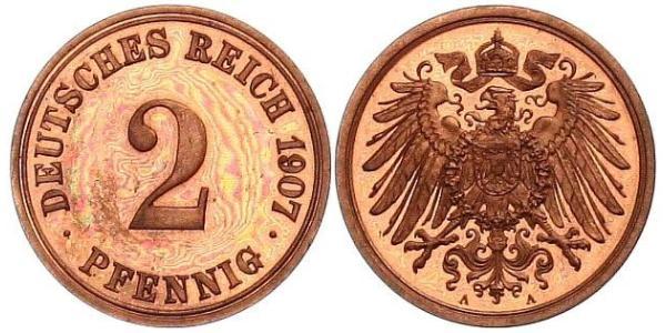 2 Pfennig Germania Bronzo 