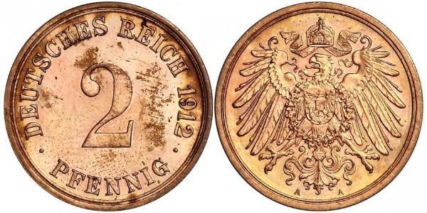 2 Pfennig Germania Bronzo 