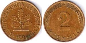 2 Pfennig Germania Ovest (1949-1990) Bronzo 