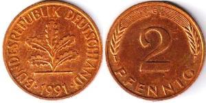 2 Pfennig Germania Ovest (1949-1990) Bronzo 
