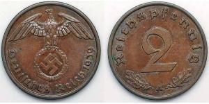 2 Pfennig Germania nazista (1933-1945) Bronzo 