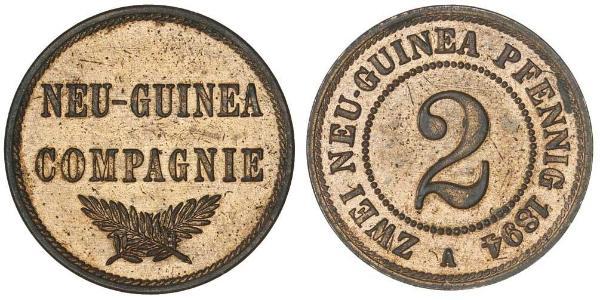 2 Pfennig Nueva Guinea / Imperio alemán (1871-1918) Cobre 