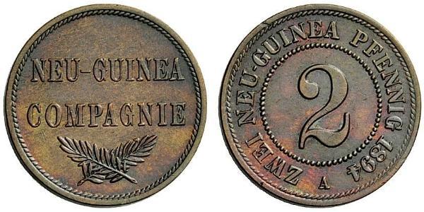 2 Pfennig Nueva Guinea / Imperio alemán (1871-1918) Cobre 