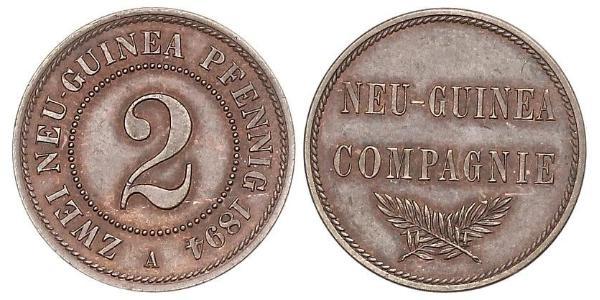2 Pfennig Nueva Guinea / Imperio alemán (1871-1918) Cobre 