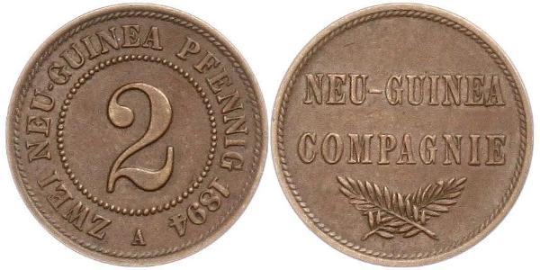 2 Pfennig Nueva Guinea / Imperio alemán (1871-1918) Cobre 