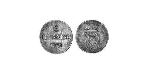 2 Pfennig Reino de Baviera (1806 - 1918) Cobre Luis I de Baviera(1786 – 1868)