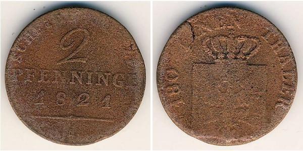 2 Pfennig Reino de Prusia (1701-1918) Cobre Federico Guillermo IV de Prusia (1795 - 1861)