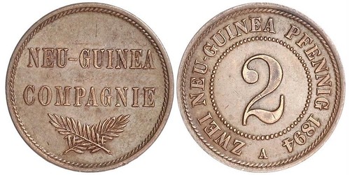 2 Pfennig German Empire (1871-1918) / New Guinea Copper 