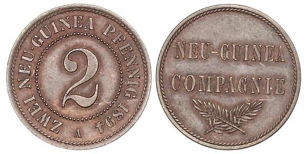 2 Pfennig Empire allemand (1871-1918) / Nouvelle-Guinée Cuivre 