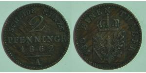 2 Pfennig Royaume de Prusse (1701-1918) Cuivre Frédéric-Guillaume IV de Prusse (1795 - 1861)