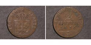 2 Pfennig Royaume de Prusse (1701-1918) Cuivre Frédéric-Guillaume IV de Prusse (1795 - 1861)