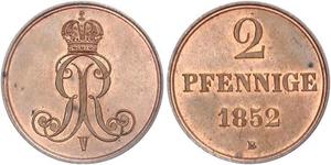 2 Pfennig States of Germany Cuivre 