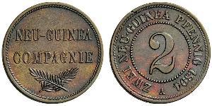 2 Pfennig Deutsches Kaiserreich (1871-1918) / Neuguinea Kupfer 