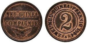 2 Pfennig Deutsches Kaiserreich (1871-1918) / Neuguinea Kupfer 