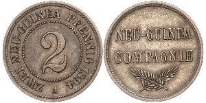 2 Pfennig Deutsches Kaiserreich (1871-1918) / Neuguinea Kupfer 