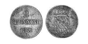 2 Pfennig Königreich Bayern (1806 - 1918) Kupfer Ludwig I. (Bayern)(1786 – 1868)