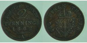 2 Pfennig Königreich Preußen (1701-1918) Kupfer Friedrich Wilhelm IV. (1795 - 1861)