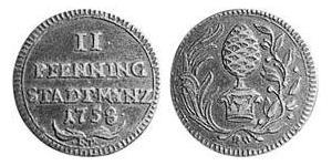 2 Pfennig Augusta (Germania) (1276 - 1803) Rame 