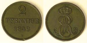 2 Pfennig Stati federali della Germania Rame 