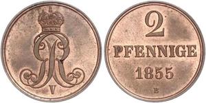 2 Pfennig Stati federali della Germania Rame 