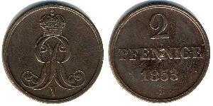 2 Pfennig Stati federali della Germania Rame 