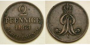 2 Pfennig Stati federali della Germania Rame 
