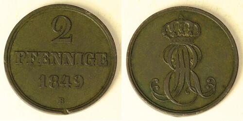 2 Pfennig Stati federali della Germania Rame 
