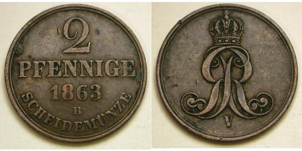 2 Pfennig Stati federali della Germania Rame 