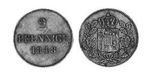 2 Pfennig 巴伐利亞王國 (1806 - 1918) 銅 路德维希一世 (巴伐利亚)