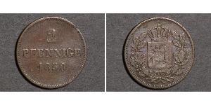 2 Pfennig 巴伐利亞王國 (1806 - 1918) 銅 路德维希一世 (巴伐利亚)