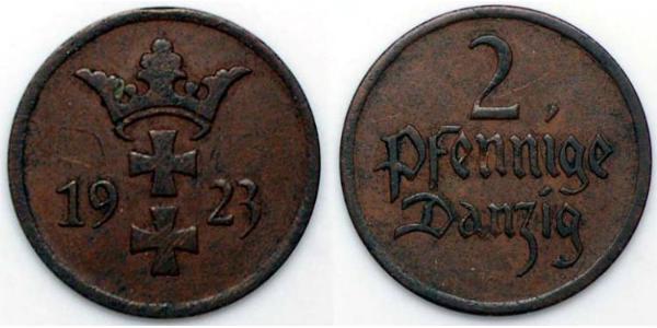 2 Pfennig 但澤自由市 (1920 - 1939) / 波兰 青铜 