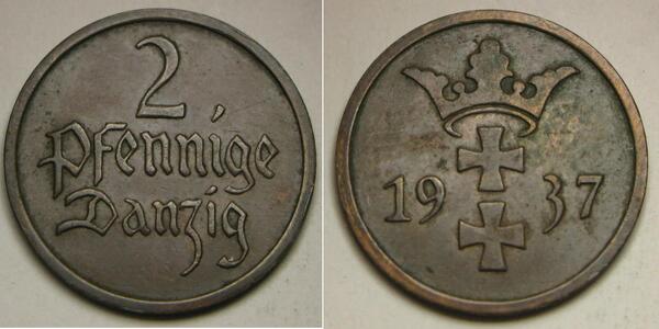 2 Pfennig 但澤自由市 (1920 - 1939) / 波兰 青铜 