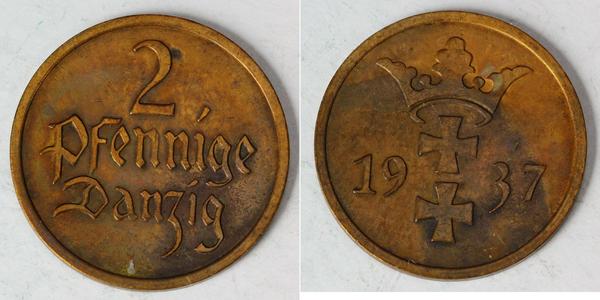 2 Pfennig 但澤自由市 (1920 - 1939) / 波兰 青铜 