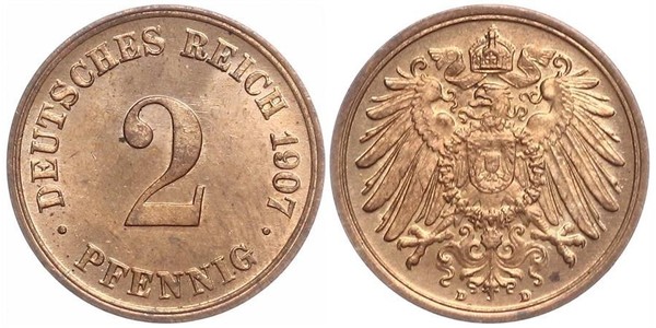 2 Pfennig 德国 青铜 