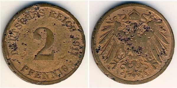 2 Pfennig 德国 青铜 