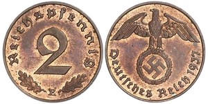 2 Pfennig 納粹德國 (1933 - 1945) 青铜 