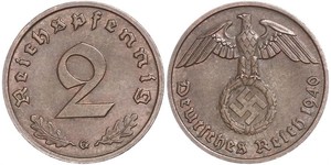 2 Pfennig 納粹德國 (1933 - 1945) 青铜 