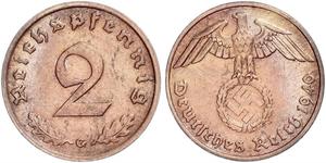 2 Pfennig 納粹德國 (1933 - 1945) 青铜 