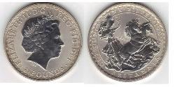 2 Pound Feriind Kiningrik (1922-) Argent Elizabeth II (1926-2022)