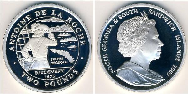 2 Pound Géorgie du Sud-et-les Îles Sandwich du Sud Argent Elizabeth II (1926-2022)