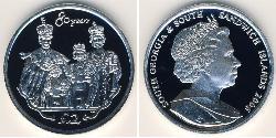 2 Pound Georgia del Sud e Isole Sandwich Meridionali Argento Elisabetta II (1926-2022)