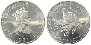 2 Pound Isola di Jersey Argento Elisabetta II (1926-2022)