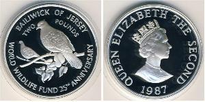 2 Pound Isola di Jersey Argento Elisabetta II (1926-2022)