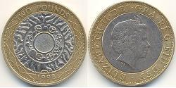 2 Pound Feriind Kiningrik (1922-) Bilame Elizabeth II (1926-2022)