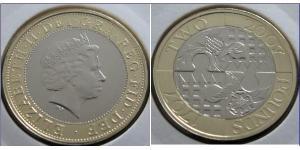 2 Pound Feriind Kiningrik (1922-) Bilame Elizabeth II (1926-2022)